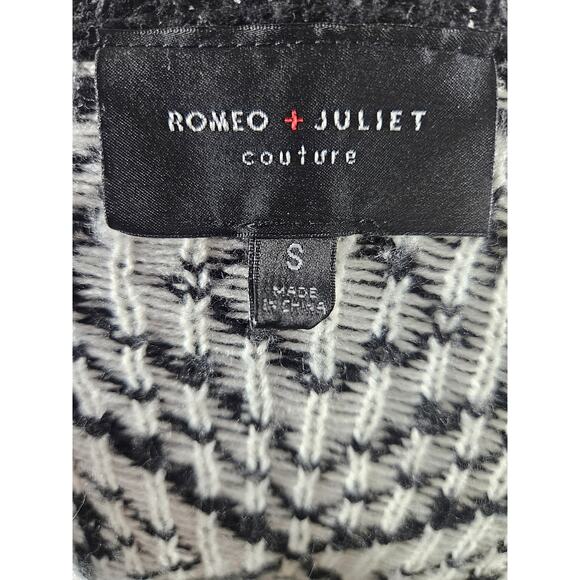 Romeo‎ + Juliet Couture Womens Open Front Cardigan Black White Small - Picture 5 of 9